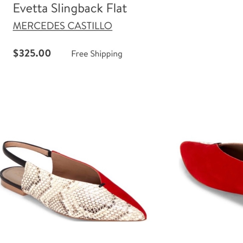 Mercedes Castillo Evetta Slingback Flats in Red + Snake Print | 8M EUR 38 | NWOT - Picture 11 of 13